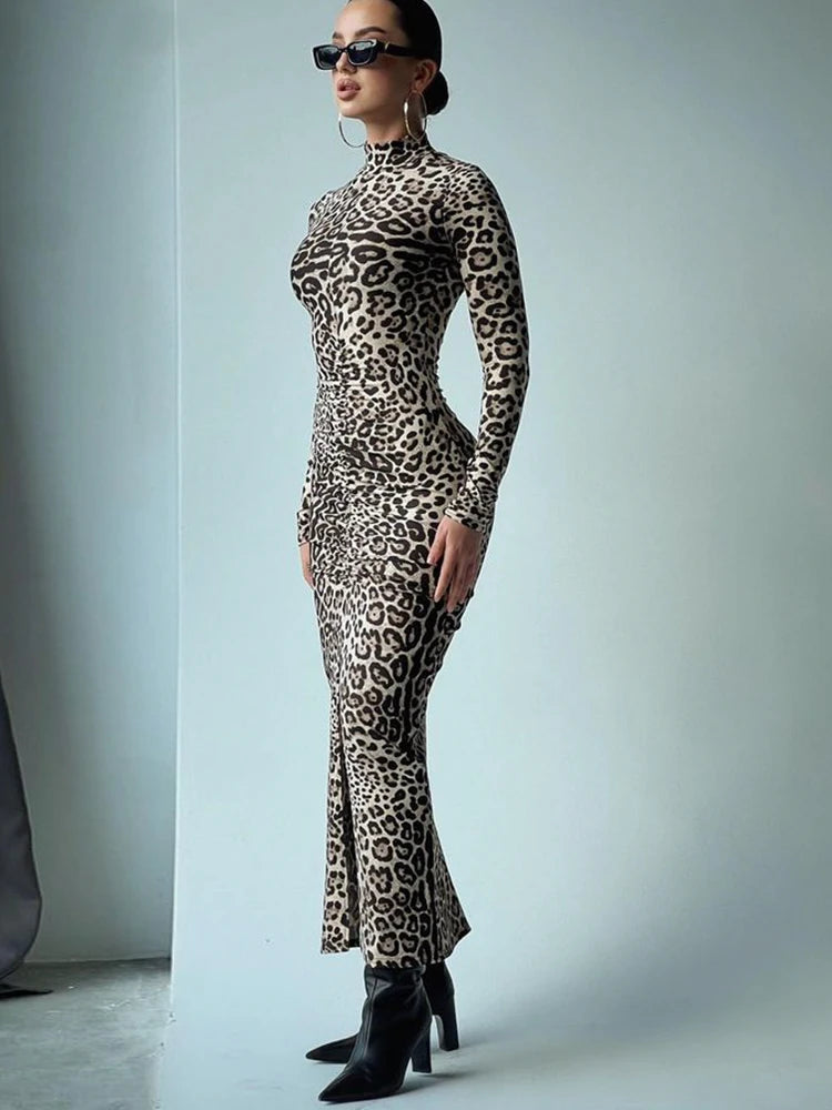 CNYISHE Leopard Print Bodycon   Dresse