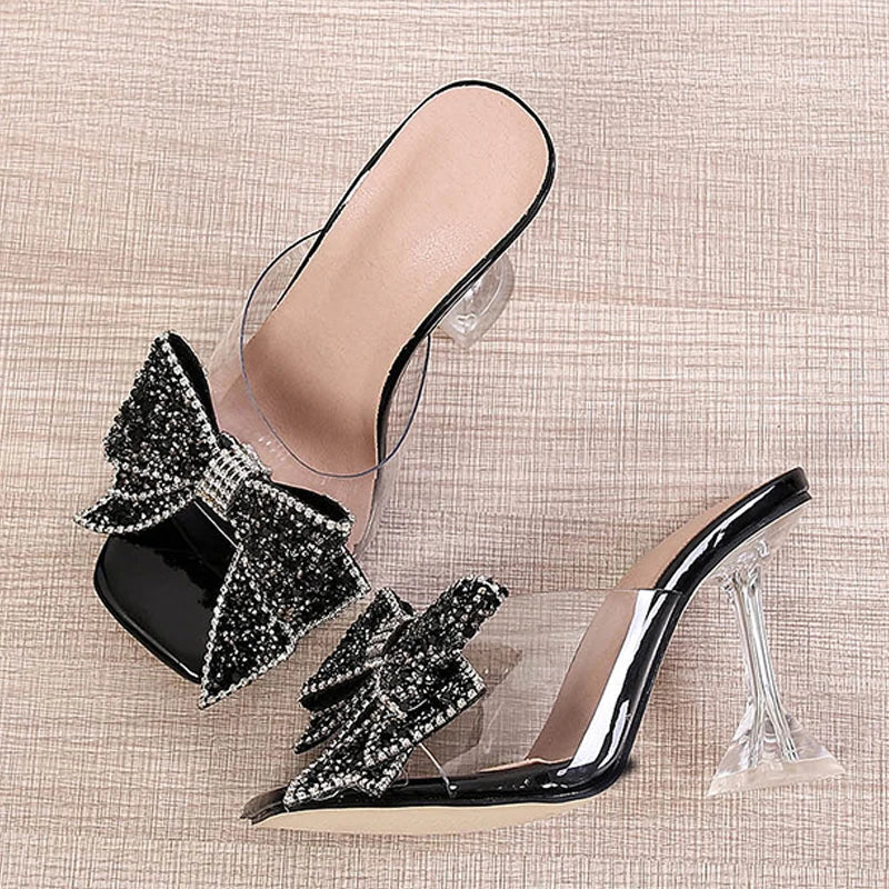 Women’s shoes Silver Crystal Bowknot High heels