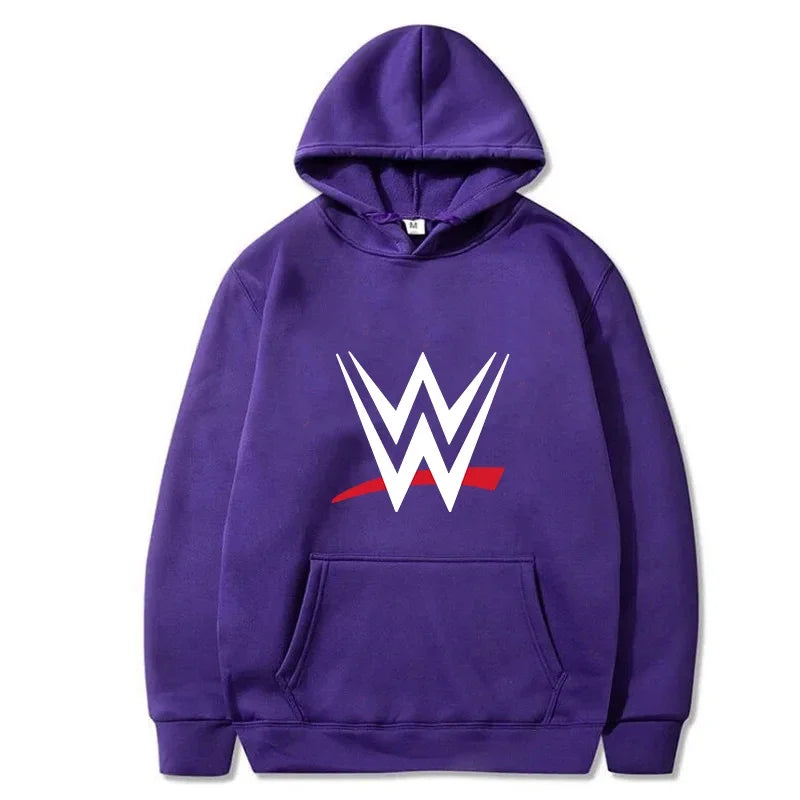 New WWE American Logo Printing Men's Loose Hoodie Women Fashion Pullover Hoody Casual Sweatshirt Men's Long Sleeve Streetwear