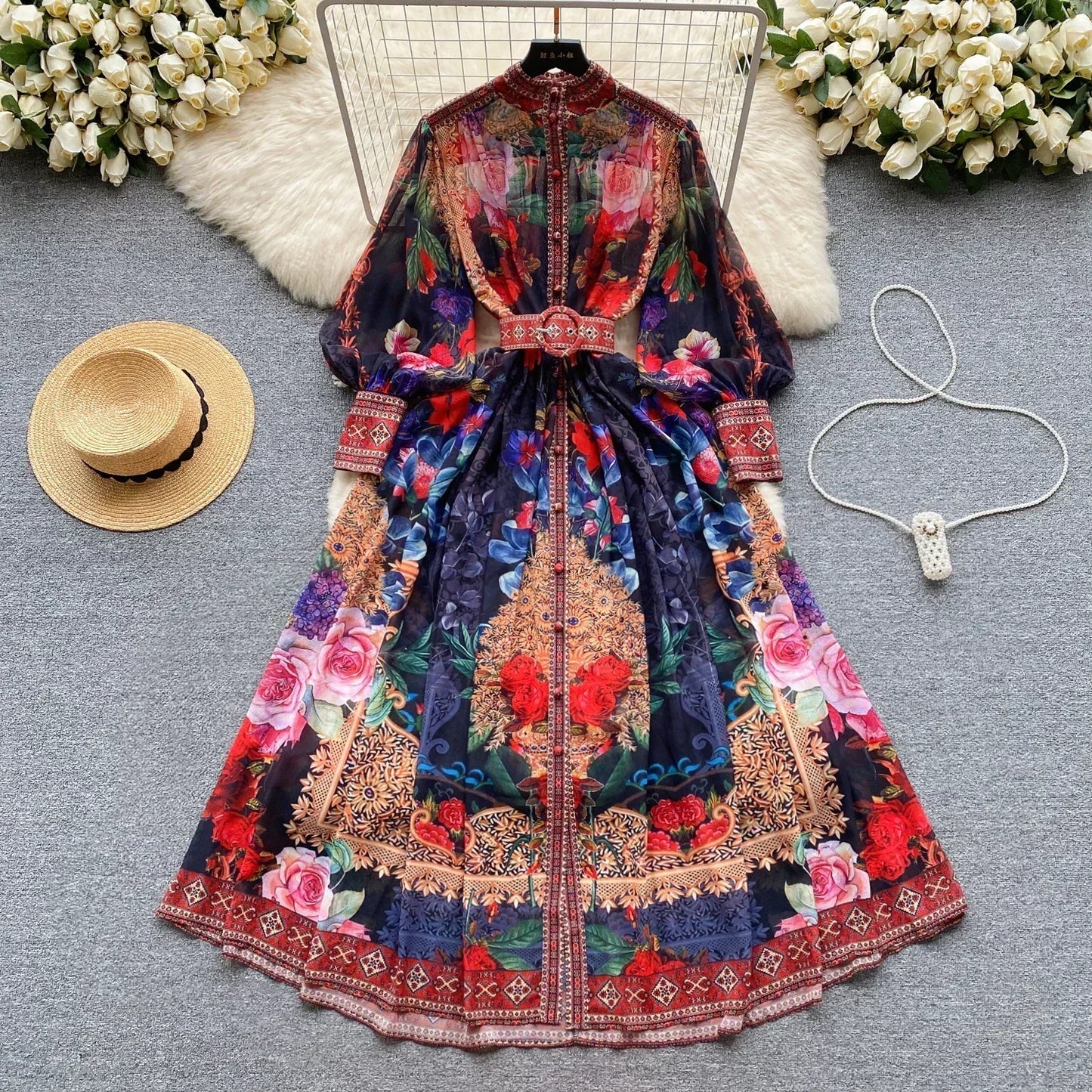 Bohemian Slim Waist Belt Fashion Dress