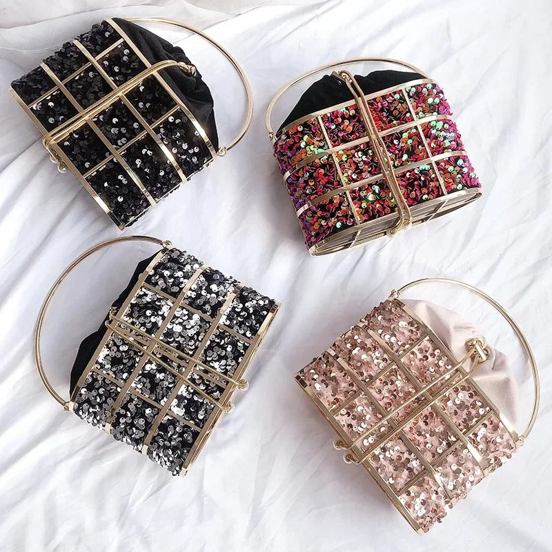 Clutch Purse Luxury for Women Pearl Crossbody Bag Metallic Diamond Handbag Evening Bag Large Capacity Women's Purse Wedding Bag