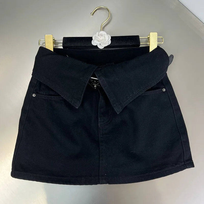 Fashion High Waist Denim Mini Skirt Women's 2023 Summer New Fashion Button Zipper Slim Fit Korean Street  Casual A-line Skirt