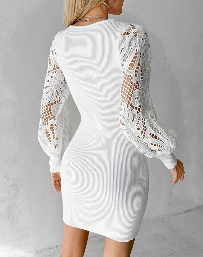 Lace Knit Sweater Dress